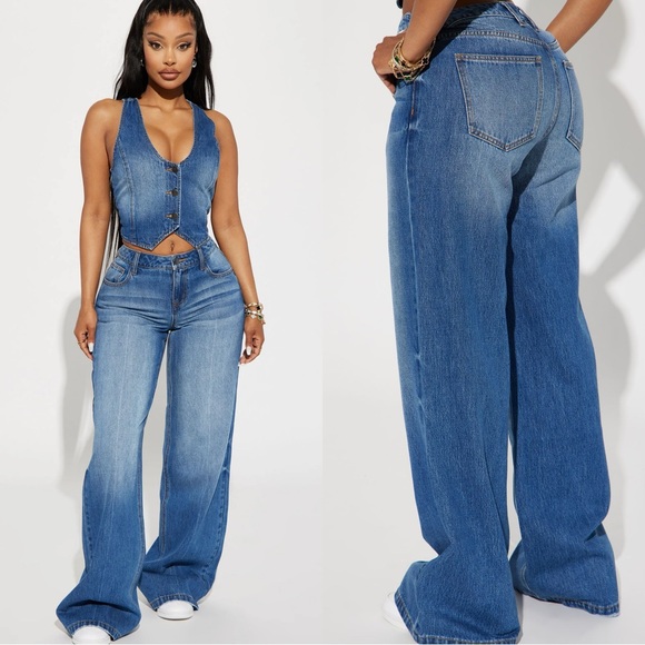 Fashion Nova Denim - {Fashion Nova} Mid Rise Baggy Jeans